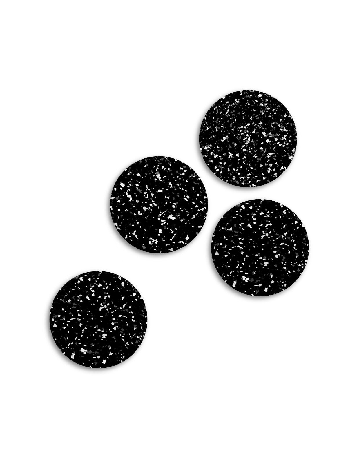 Round Rubber Coasters in Black (Set of 4)