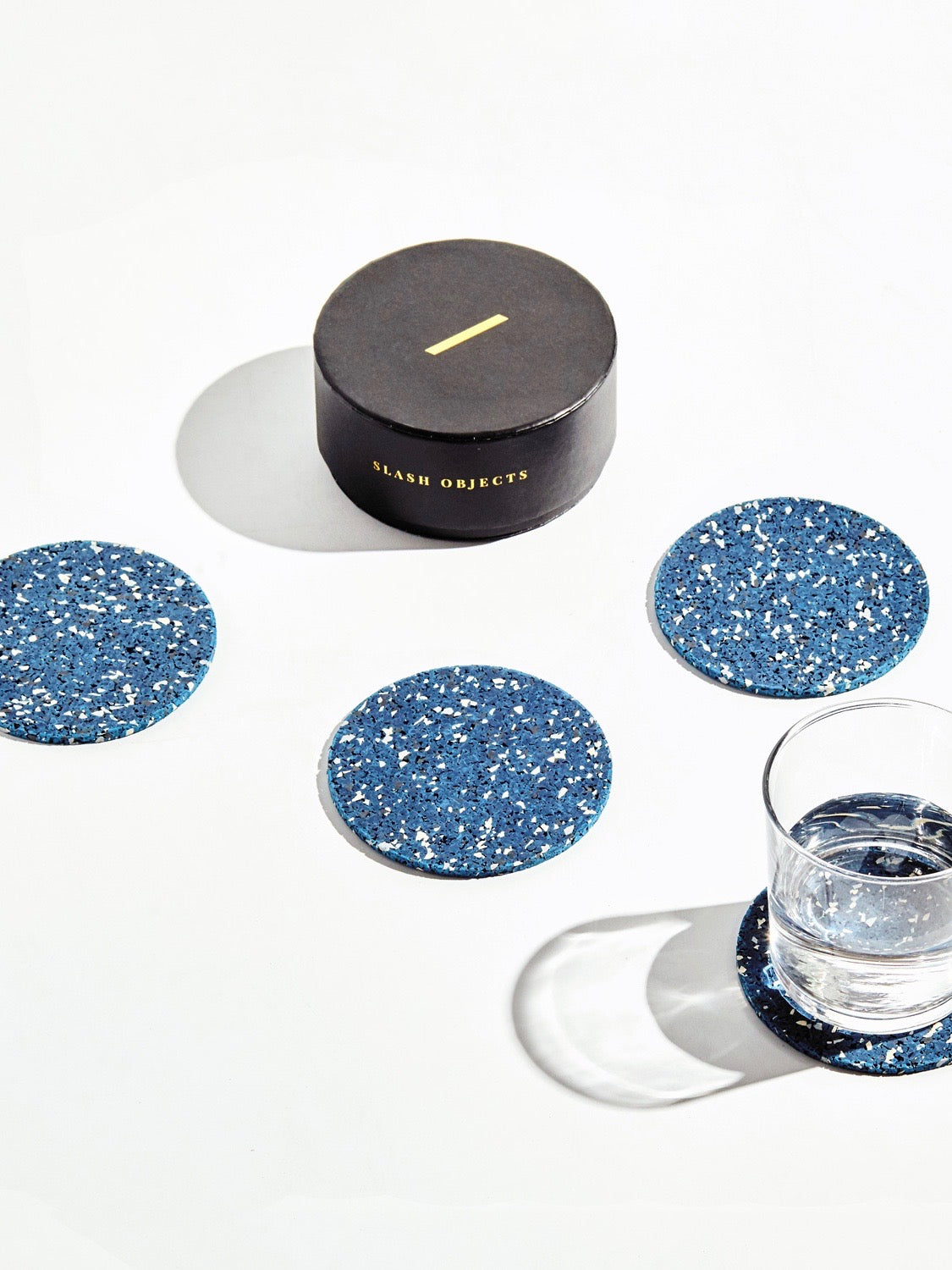 Round Rubber Coasters in Royal (Set of 4)