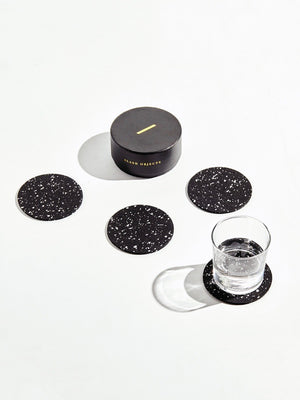Round Rubber Coasters in Black (Set of 4)